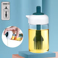2 In 1 Glass Oil Dispenser Jar Bottle With Brush