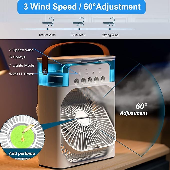 Portable Mini Air Cooler (3-in-1 Personal Cooler)