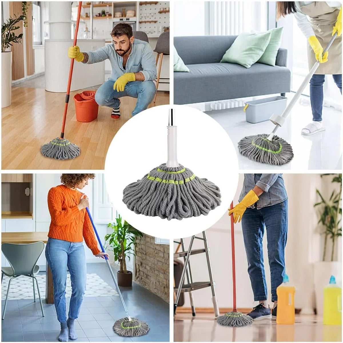 Self-Squeeze Twist Microfiber Mop – No-Drip, Quick-Dry
